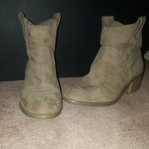Tan suede booties